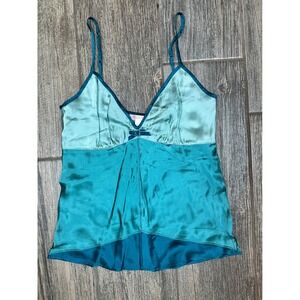 Gold‎ Hawk Aquatic Silk Cami Top XS Two Tone Teal Blue Sleeveless